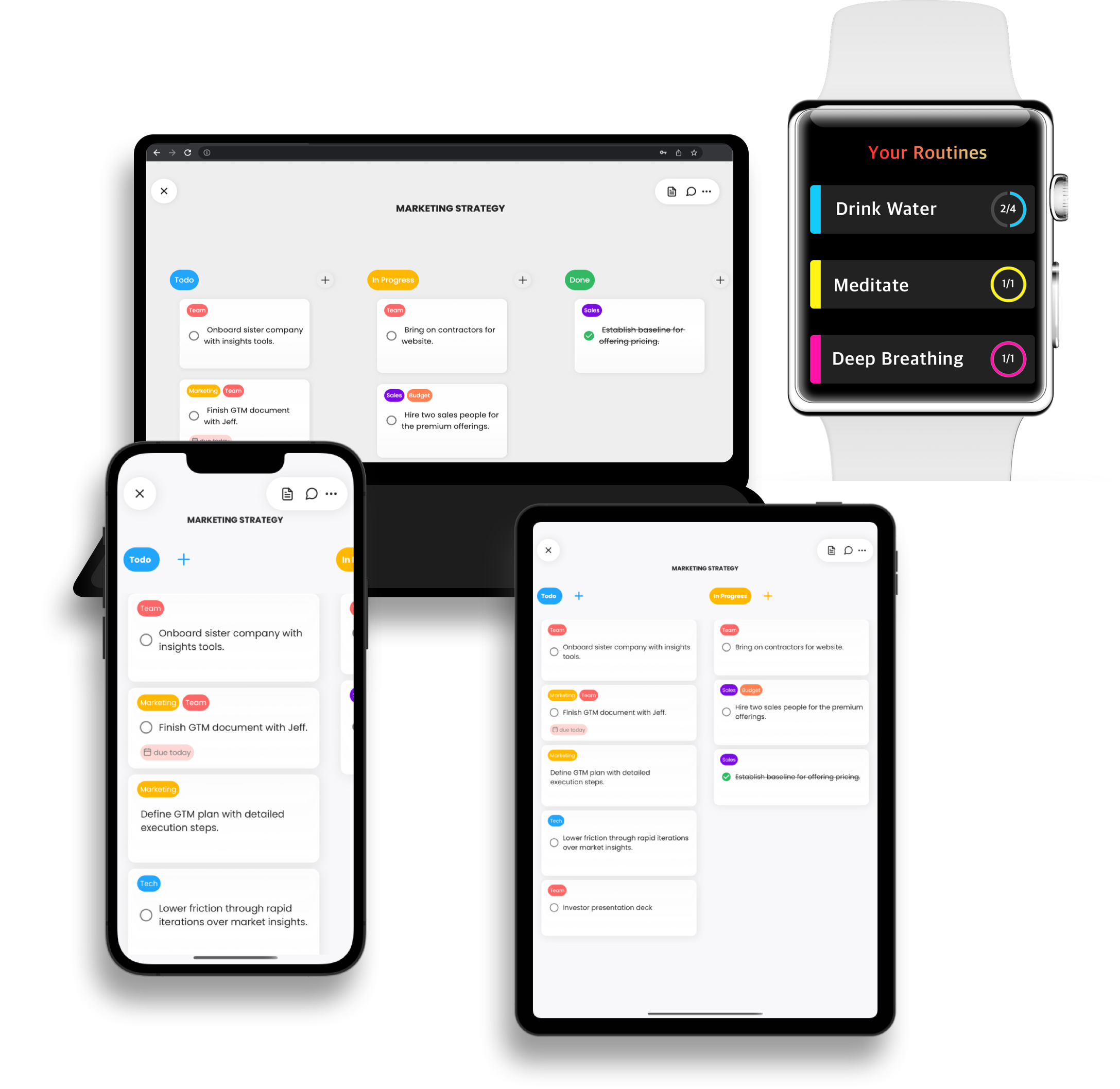 Vervo app works on all of your devices: iPhones, Android, iPad, Computers, MacBook, and Apple Watch.
